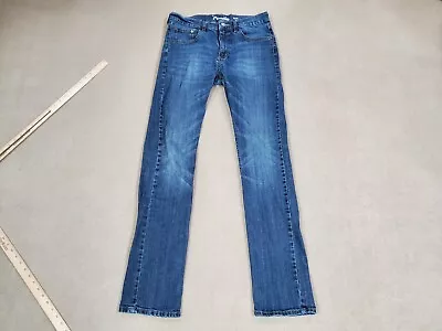 Wrangler Jeans Mens 32x34 Blue Slim Straight Leg Medium Wash Faded Denim Western • $34.88