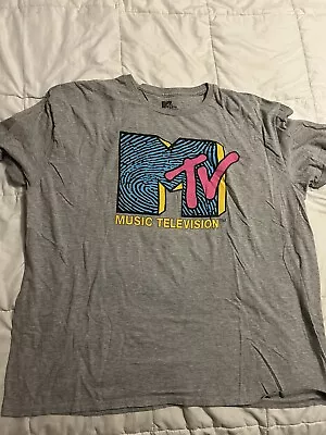 Gray Mtv T Shirt Men’s 2XL Retro Neon Vintage Music Television • $10