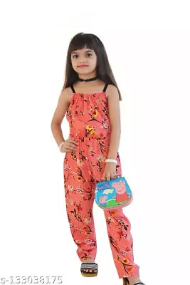 Kids/Girl's Crepe Printed Special Flower Printed Jumpsuit With Separate Belt • $32