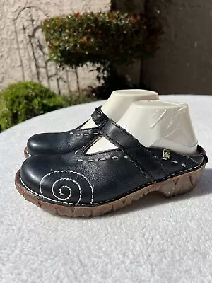 EL Naturalista Yggdrasil Clogs Mules Mary Janes Black Leather Size 37 6.5- 7 • $35