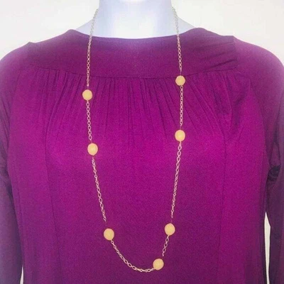 $18 • Buy J. Crew Long Bead Necklace Gold Tone Yellow Beads 40 