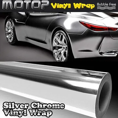 6 X 60  Chrome Silver Mirror Vinyl Wrap Film Car Exterior Body Sticker Decal DIY • £4.66