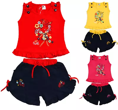 Girls Kids Baby Toddlers Summer Soft Short Sleeve Tank Top And Shorts Set • $23.73