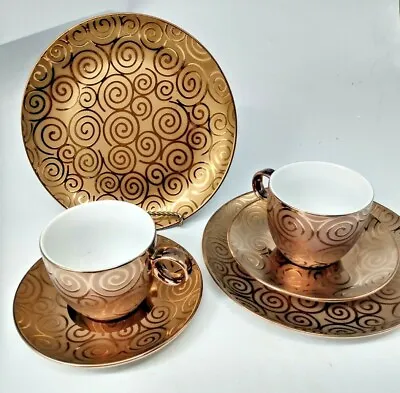 Verdici Design Canada Ceramic Bronzed Cup Saucer And Lunch Plate (2 Sets) • $13.17