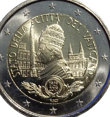 Vatican 🇻🇦 Coin 2€ Euro 2019 Anniversary 90y Foundation Holly City Pope Pius • $59.73