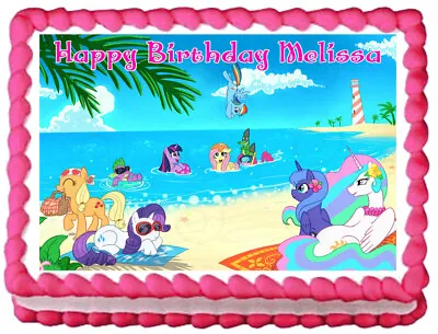 MY LITTLE PONY Beach Edible Cake Topper Image Party Decoration • $8.50