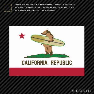 California Surfing Bear Flag Sticker Surfboard Surf Surfer Ca Republic • $4.96