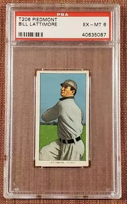 1909 T206 Piedmont 350 Bill Lattimore Authentic Baseball Card PSA 6 POP 4 • $799.99