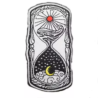 Moon Sun Hourglass Sandglass Sand Time Day Night 3.6  Iron On Embroidered Patch • $14.99