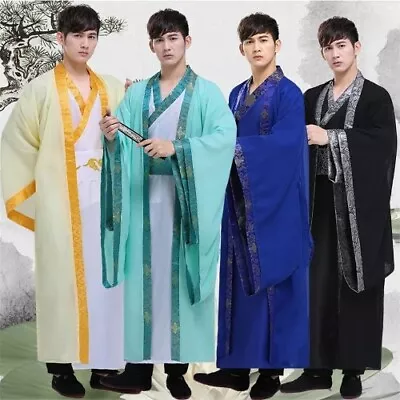 Men Hanfu Traditional Chinese Folk Dance Ancient Costume Stage Tang Suit Outfit • £75.44