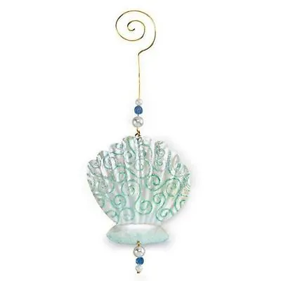 Blue Green Sea Shell Christmas Metal Tree Ornament - 867-36 • $11.99