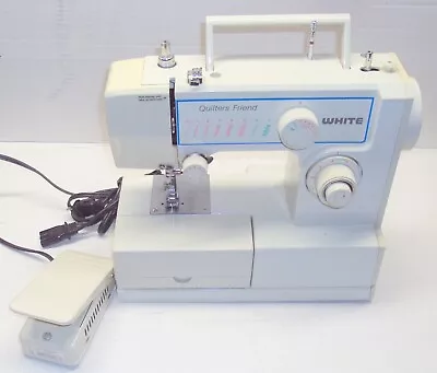 Vintage White Half Size Sewing Machine Quilter’s Friend Model 221N Works Great! • $73.99