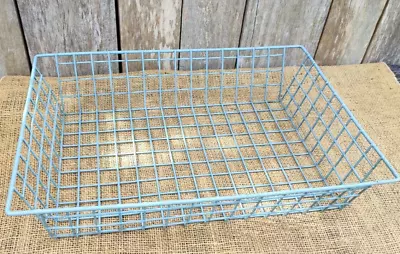 Vintage Wire Document Paper Tray Office Desk Tidy Light Blue • £10