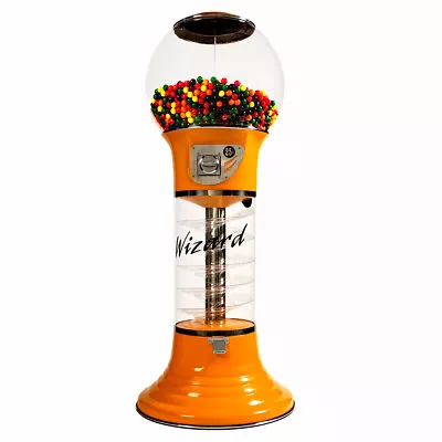 Original Wizard Spiral Gumball Machine Orange Clear Track Color 25 Cents Mech • $1199