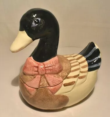 Ceramic Colorful Vintage Cookie Jar Mallard Duck / Canadian Goose Cook's Bazaar • $17.99