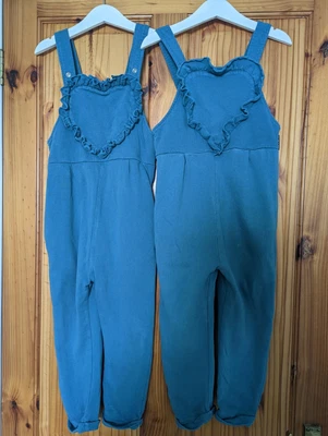 £0.99 • Buy Cute Twin Girls Dungarees 3-4 Years 