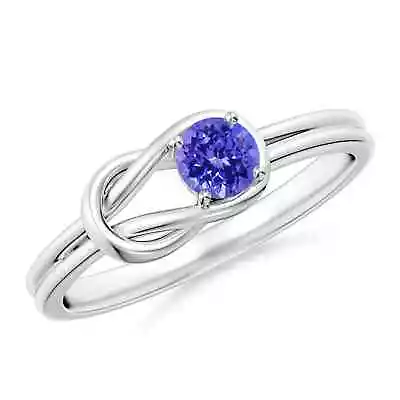 ANGARA 4mm Natural Tanzanite Solitaire Infinity Knot Ring In Sterling Silver • £269.89