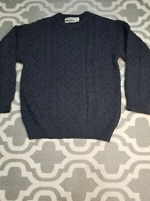Celtic Country Men Gray Wool Sweater Made In Ireland Size Medium • $59