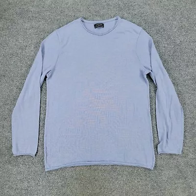 Zara Sweater Men's Large Blue Basic Pullover Crew Neck Long Sleeve Lightweight • $16.99