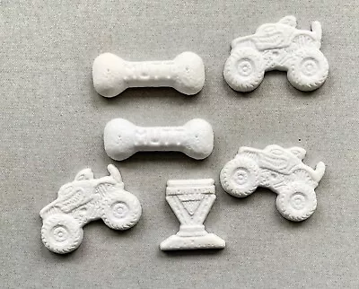 Mixed Of Of 6 Monster Jam Monster Trucks & Mutt Bones White Plastic Cake Toppers • $5.99