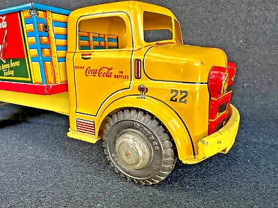 Rare Circa 1940's Marx Lumar Coca Cola Boy Stake Truck Pressed Steel & Tin Litho • $149.99