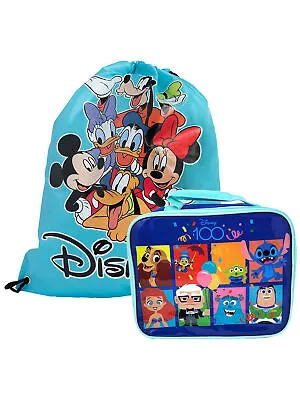 Disney 100 D100 Lunch Bag Insulated & 15  Drawstring Sling Bag Mickey Set • $25.99