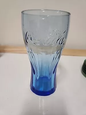 Vintage Blue Coca Cola Drinking Glass M4 • $17.99