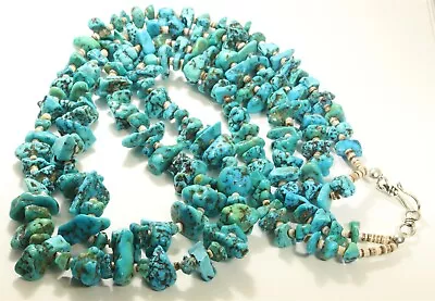 Vintage Santo Domingo Pueblo 2-Strand Large Graduated Turquoise Bead Necklace • $349.99