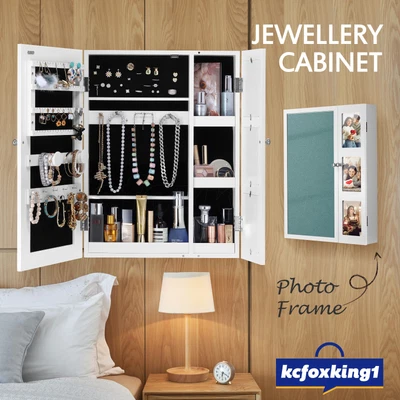 $94.49 • Buy Mirror Jewellery Cabinet Wall Door Mounted Makeup Storage Jewelry Organiser Box