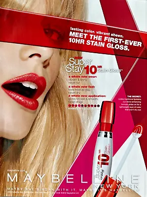 2012 Maybelline New York Super Stay 10hr Stain Lip Gloss Julia Stegner PRINT AD • $9.99