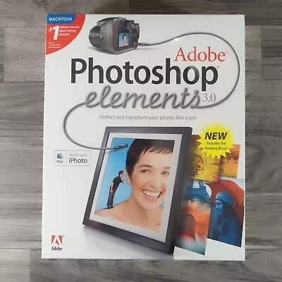 VINTAGE FACTORY SEALED Adobe Photoshop Elements 3.0 2004 W/ Serial Number Mac • $37.99