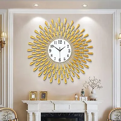 £20.89 • Buy 38CM Round Diamond Clock Crystal Wall Clock Silent Non-ticking For Living Room