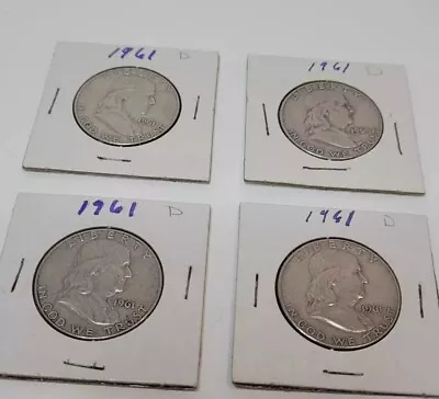 Franklin Half Dollars 1961 D Set Of 4 90% Silver Circulated Ungraded  • $54