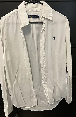 $50 • Buy Polo Ralph Lauren Mens White L/S Linen Shirt - Small