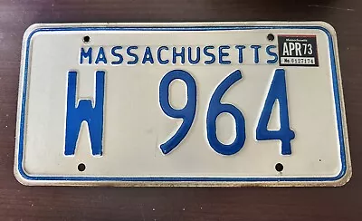 Vintage Massachusetts License Plate W 964 Blue & White MA Tag • $59.99