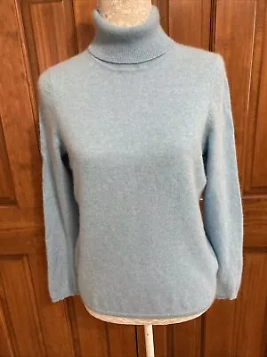 Charter Club Women’s 2-Ply 100% Cashmere Turtleneck Sweater Blue Size Large • $28