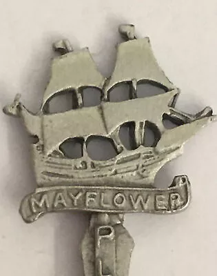 Vintage Souvenir Spoon US Collectible Pewter Mayflower Plymouth Massachusetts • $3.95