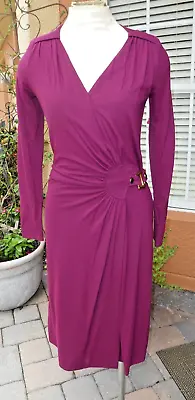 $99 • Buy Gucci Made In Italy Merlot Colored Wrap Dress Long Sleeves Size M