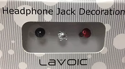 Lavoic Earphone Anti Jack Dust Cover Cap Diamond-Cut Style - Black/Silver/Red • $10