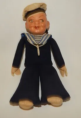 Vintage Holland American Ship Line 11  Sailor Doll Composition Head Cloth Body  • $20.99