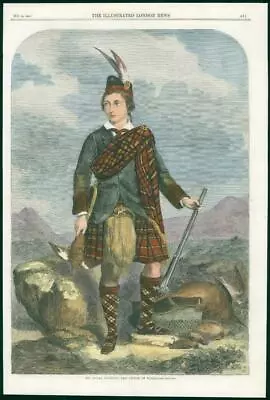 1858 Antique PORTRAIT Print - ROYALTY Prince Of Wales Highland Costume Kilt (155 • £36