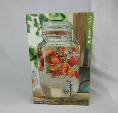 Home Essentials 3.68 Quart Mason Jar Cold Beverage Dispenser Open Box VG • $14.98