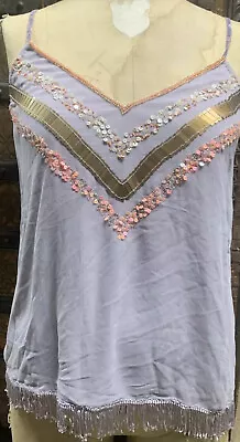 NWT BKE Beaded Sequin Lilac Gold Mesh Overlay Tank Top W/Lining XS S M L XL • $9.99