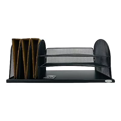 Safco Onyx Mesh Metal Desk Organizer 3 Horizontal 3 Upright Section *Distressed • $32.29