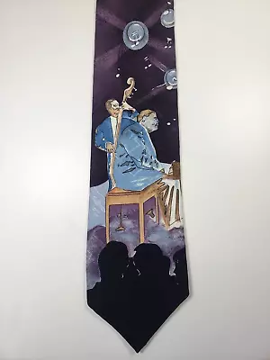 Je Suis 100% Silk Tie Jazz Theme Musicians Playing In Club Necktie Made In USA • $12