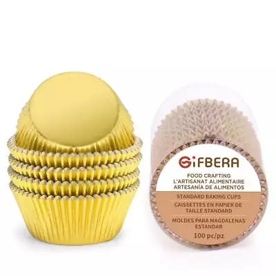 Gifbera Gold Muffin Cupcake Liners/Baking Cups Standard Size 100-Count • $8.57