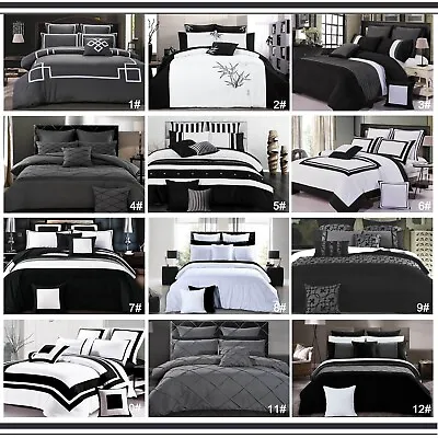 $79 • Buy 1000TC Hotel Trim Stripe Quilt Cover Black White Grey Duvet Cover Set /Options