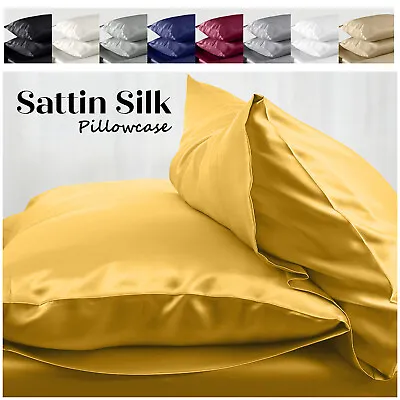 Luxury 2 Pack Satin Silk Pillowcase For Hair & Skin Pillow Cases Cover Pair UK • £6.99