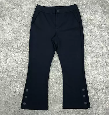 Cabi Womens Trouser Pants Size 6 Blue Royal Cropped High Rise Flare Leg Snap Hem • $28.99