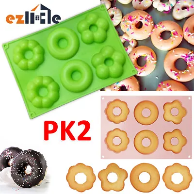 $15.15 • Buy 2pcs Silicone Donut Mold Tray Muffin Chocolate Cake Cookie Doughnut Baking Mould